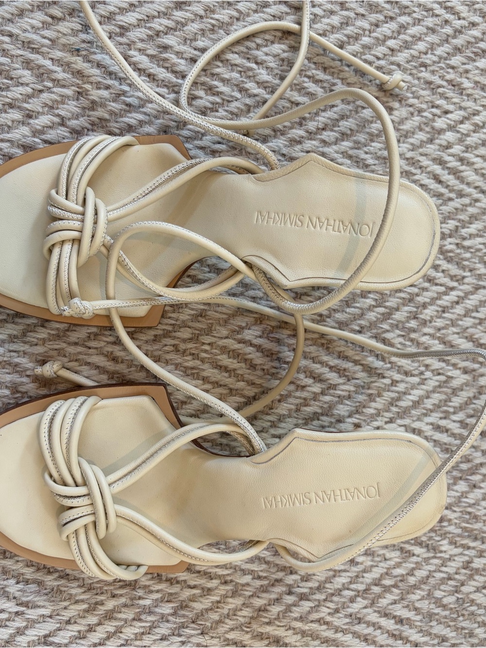 New! Jonathan Simkhai 100MM PENN LEATHER SANDALS IN OFF WHITE | Size 37 - Picture 2 of 6